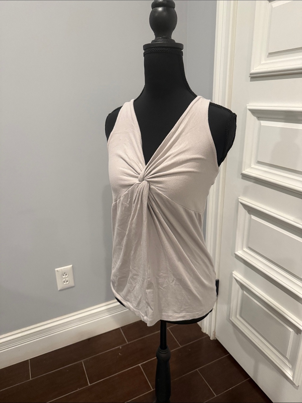 CAbi Twist-Front Tank Top - Light Taupe